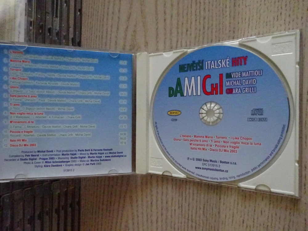 NEJVĚTŠÍ ITALSKÉ HITY, DAMICHI, CD HUDBA
