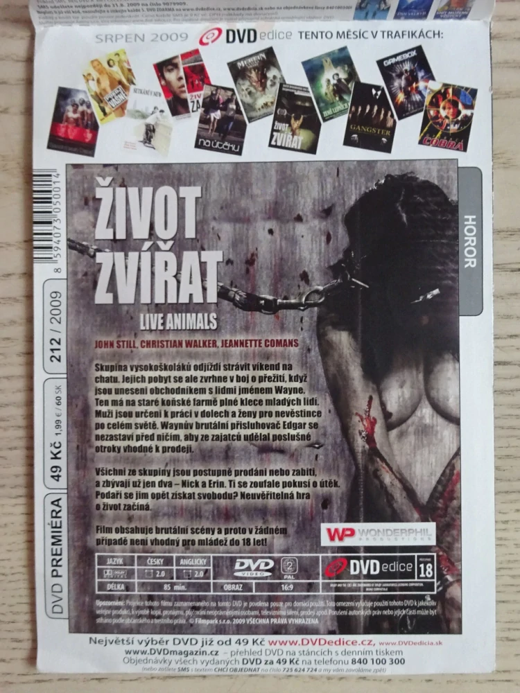 ŽIVOT ZVÍŘAT, HOROR, DVD FILM