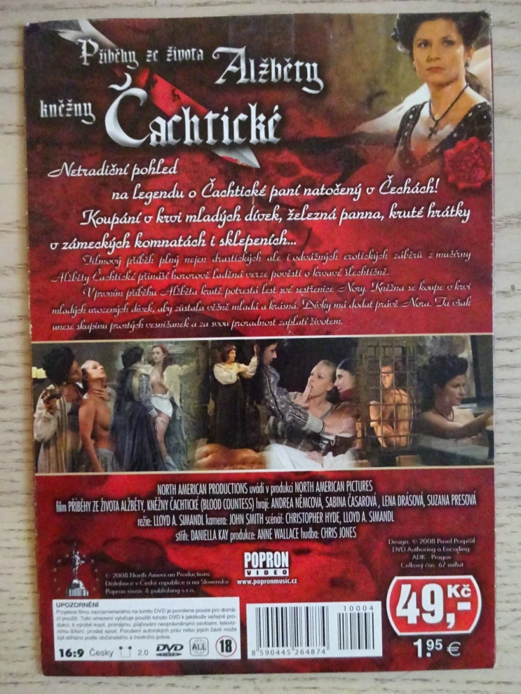 PŘÍBĚHY ZE ŽIVOTA ALŽBĚTY, KNĚŽNY ČACHTICKÉ, DVD FILM