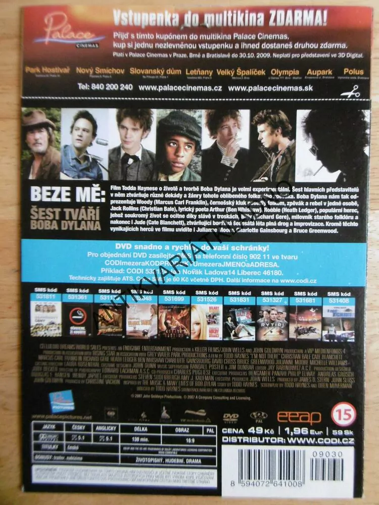 BEZE MĚ: ŠEST TVÁŘÍ BOBA DYLANA, BOB DYLAN, DVD FILM