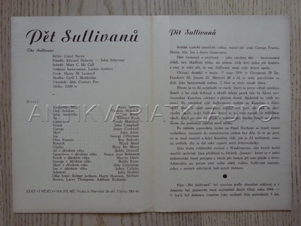 PĚT SULLIVANŮ, A. BAXTER, BIO PROGRAM Č. 624