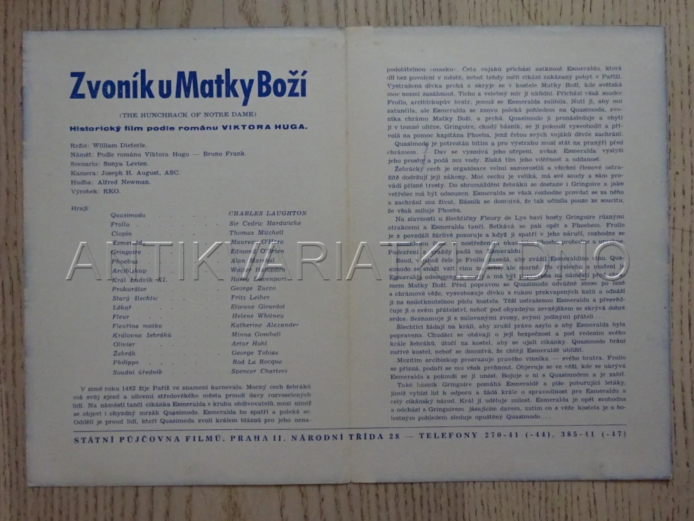 ZVONÍK U MATKY BOŽÍ, CH. LAUGHTON, M. O'HARA, BIO PROGRAM Č. 647