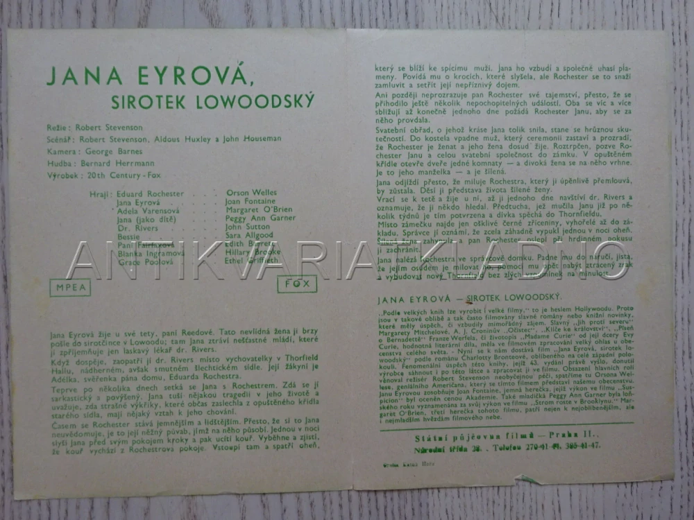 JANA EYROVÁ, O. WELLES, BIO PROGRAM Č. 653