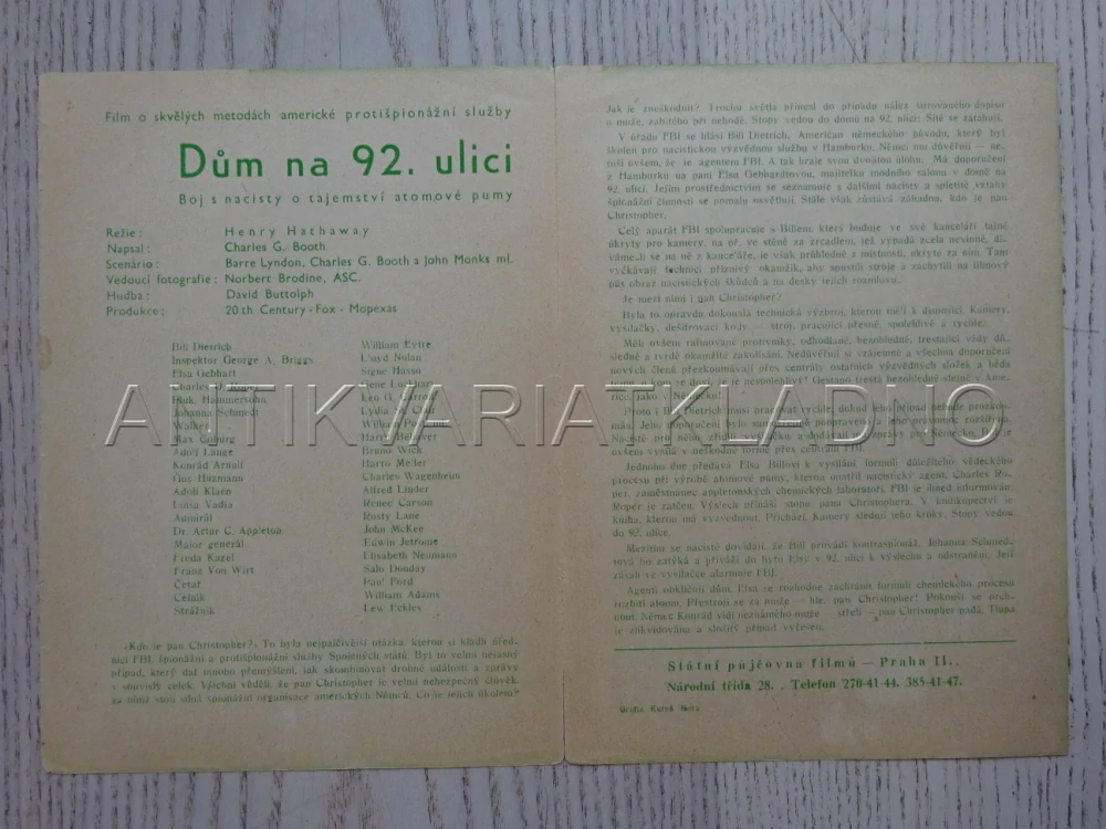 DŮM NA 92. ULICI, BIO PROGRAM Č. 654