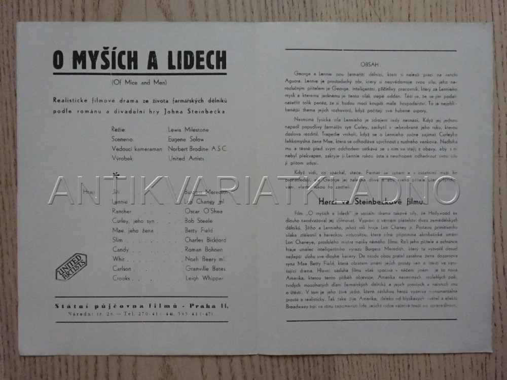 O MYŠÍCH A LIDECH, BIO PROGRAM Č. 656