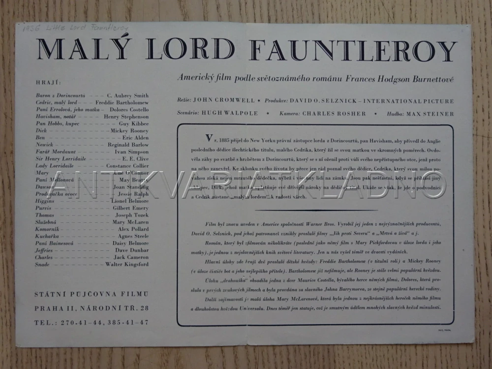 MALÝ LORD FAUNTLEROY, M. ROONEY, BIO PROGRAM Č. 666