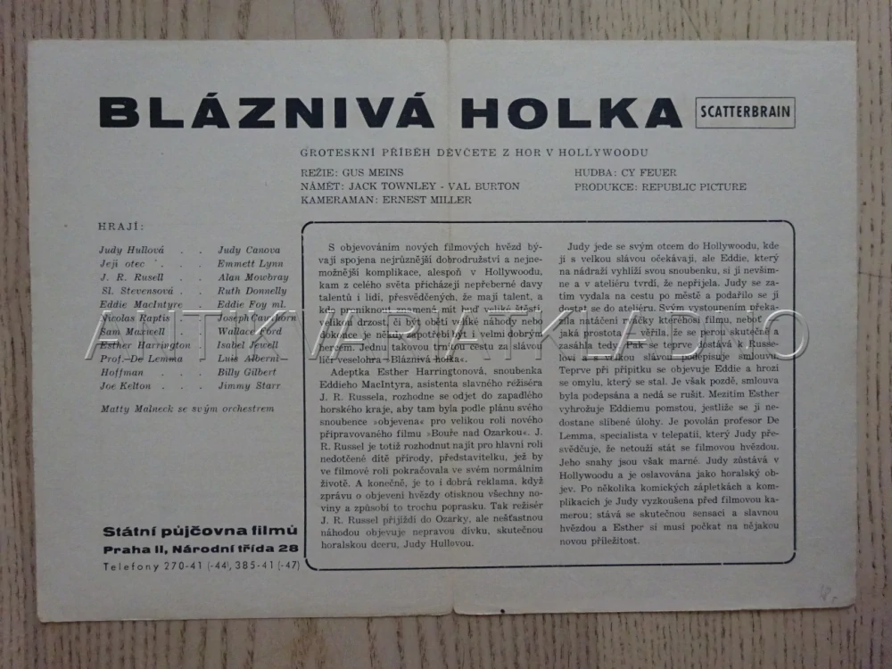 BLÁZNIVÁ HOLKA, J. CANOVA, BIO PROGRAM Č. 673