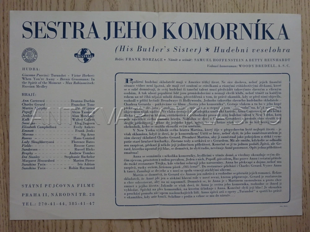 SESTRA JEHO KOMORNÍKA, D. DURBIN, BIO PROGRAM Č. 682