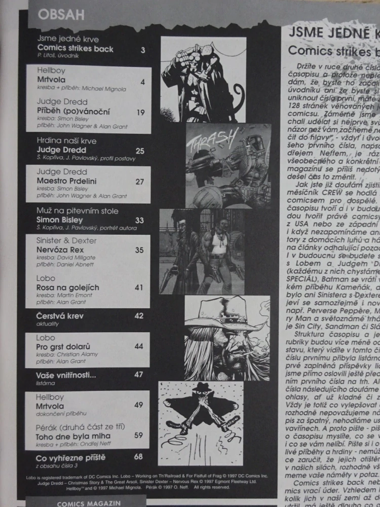 KOMIKS CREW, 2/97, JUDGE DREDD, LOBO, HELLBOY, SINISTER A DEXTER