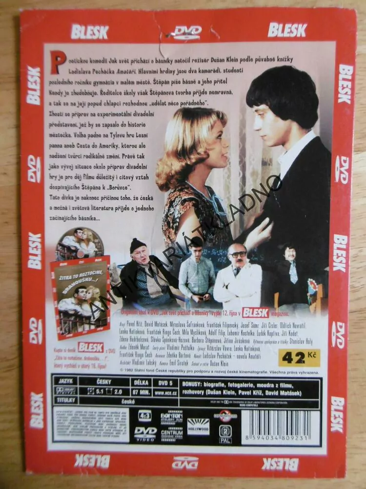 JAK SVĚT PŘICHÁZÍ O BÁSNÍKY,KŘÍŽ, MATÁSEK, KLEIN, DVD FILM