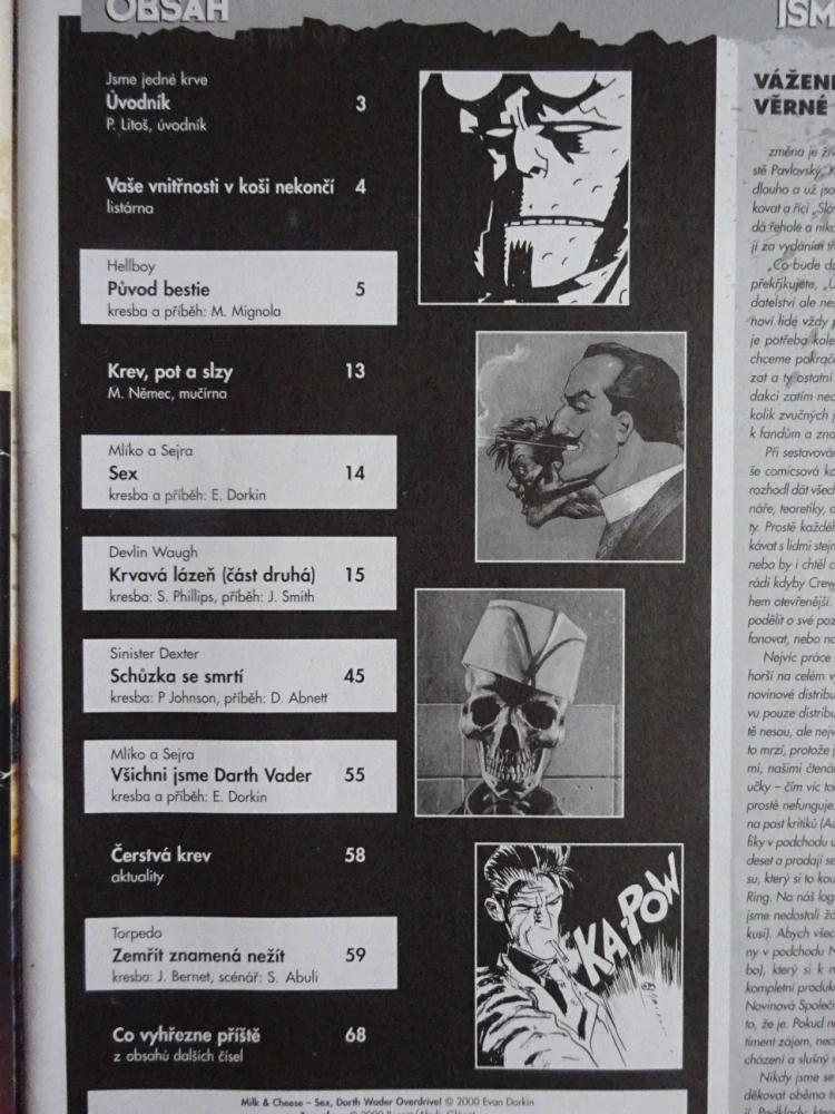 KOMIKS CREW, 16/2000, SINISTER A DEXTER, HELLBOY, DEVLIN WAUGH