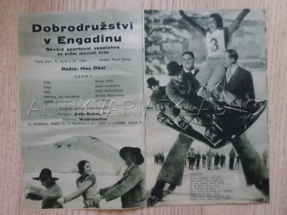 DOBRODRUŽSTVÍ V ENGADINU, W. RIML, BIO PROGRAM Č. 22, 1933