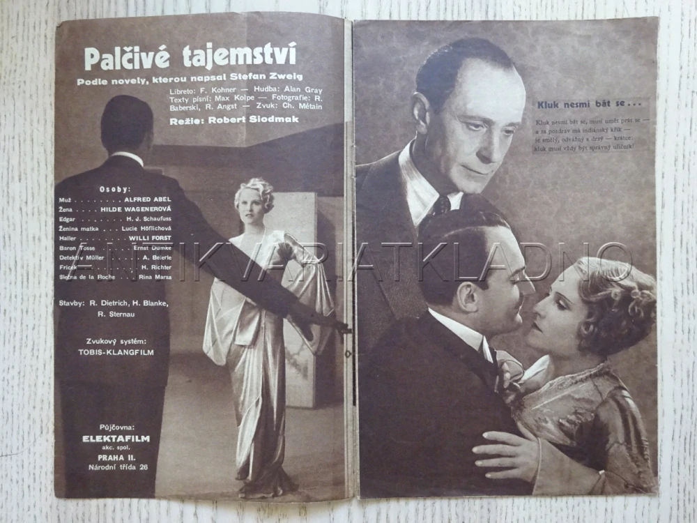 PALČIVÉ TAJEMSTVÍ, A. ABEL, BIO PROGRAM Č. 31, 1933