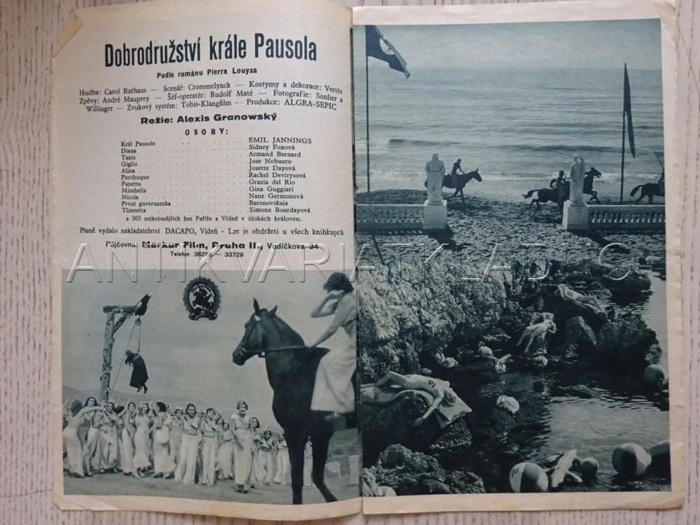 DOBRODRUŽSTVÍ KRÁLE PAUSOLA, E. JANNINGS, BIO PROGRAM Č. 74, 1933