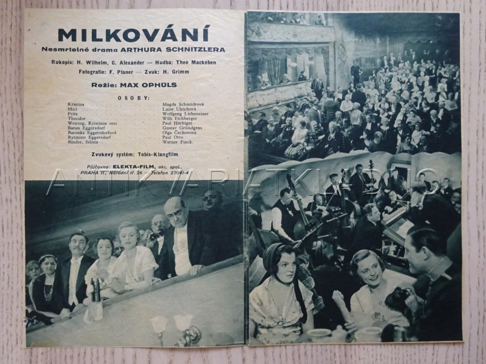 MILKOVÁNÍ,  M. SCHNEIDER, BIO PROGRAM Č. 79, 1933