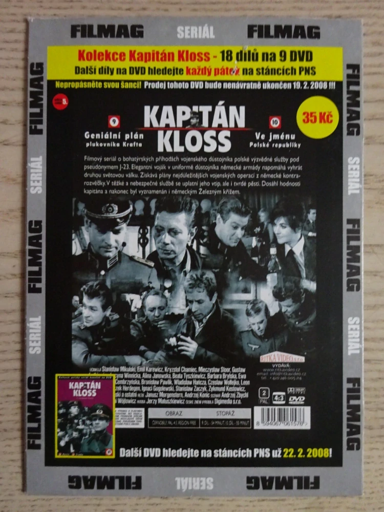 KAPITÁN KLOSS 9-10, S NASAZENÍM ŽIVOTA, DVD FILM