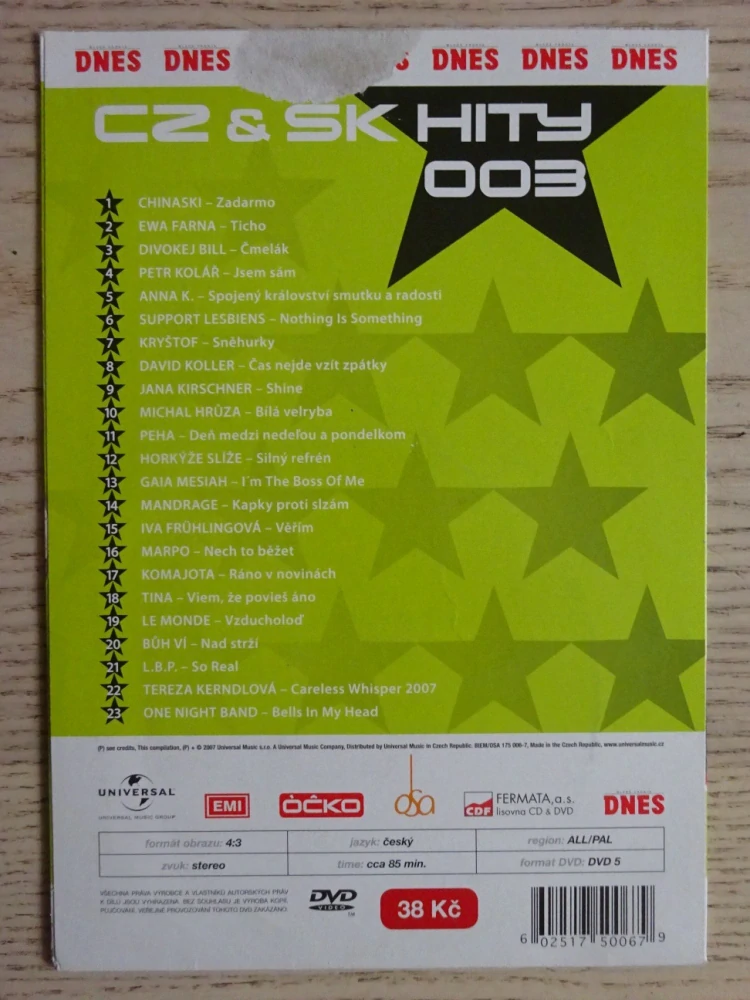 ÓČKO, CZ A SK HITY 003, DVD HUDBA