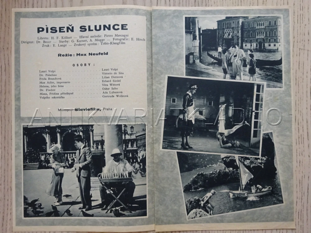 PÍSEŇ SLUNCE, L. VOLPI, BIO PROGRAM Č. 96, 1933