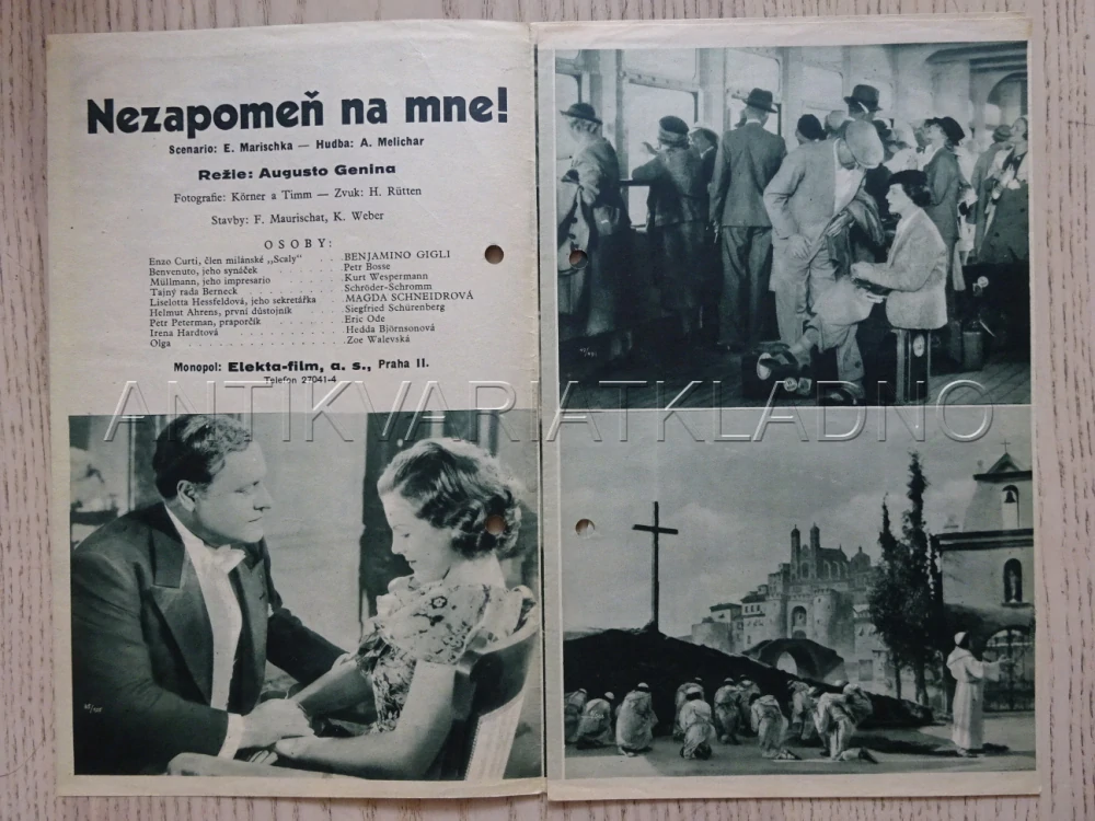 NEZAPOMEŇ NA MNE!, B. GIGLI, BIO PROGRAM Č. 293, 1935
