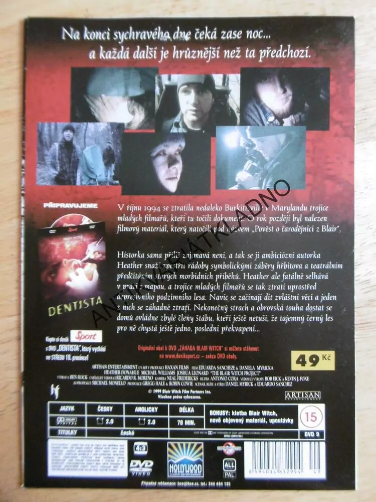 ZÁHADA BLAIR WITCH, DVD FILM