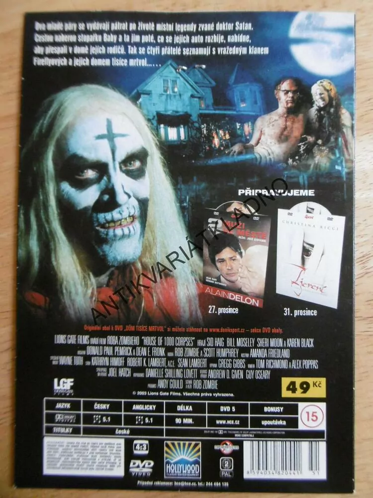 DŮM TISÍCE MRTVOL, DVD FILM