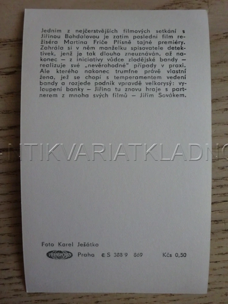 BOHDALOVÁ JIŘINA, FILMOVÁ KARTIČKA