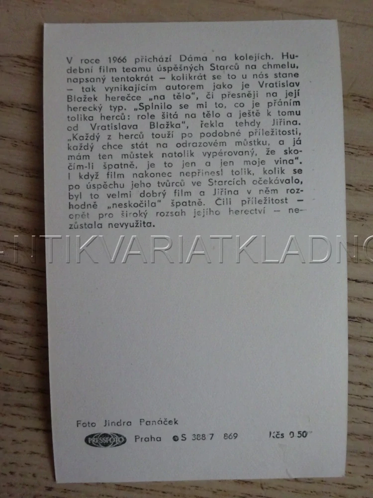 BOHDALOVÁ JIŘINA, FILMOVÁ KARTIČKA