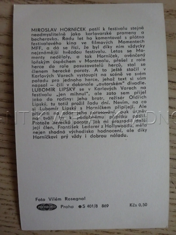 HORNÍČEK MIROSLAV, LIPSKÝ LUBOMÍR, FILMOVÁ KARTIČKA