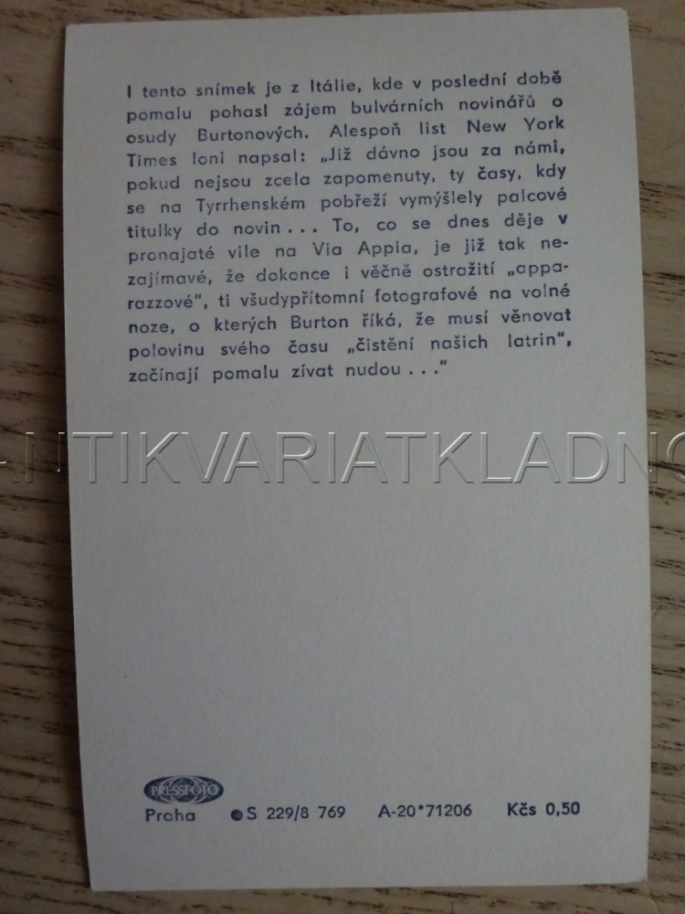 TAYLOR ELIZABETH, BURTON RICHARD, FILMOVÁ KARTIČKA