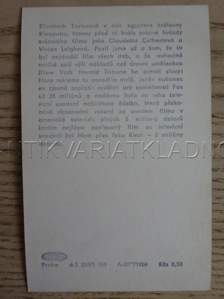 TAYLOR ELIZABETH, KLEOPATRA, FILMOVÁ KARTIČKA