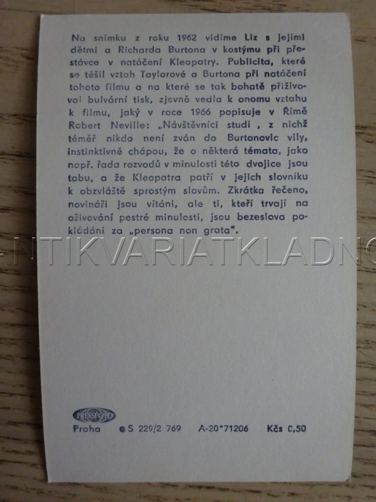 TAYLOR ELIZABETH, KLEOPATRA, FILMOVÁ KARTIČKA