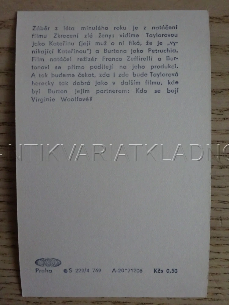 TAYLOR ELIZABETH, ZKROCENÍ ZLÉ ŽENY, FILMOVÁ KARTIČKA