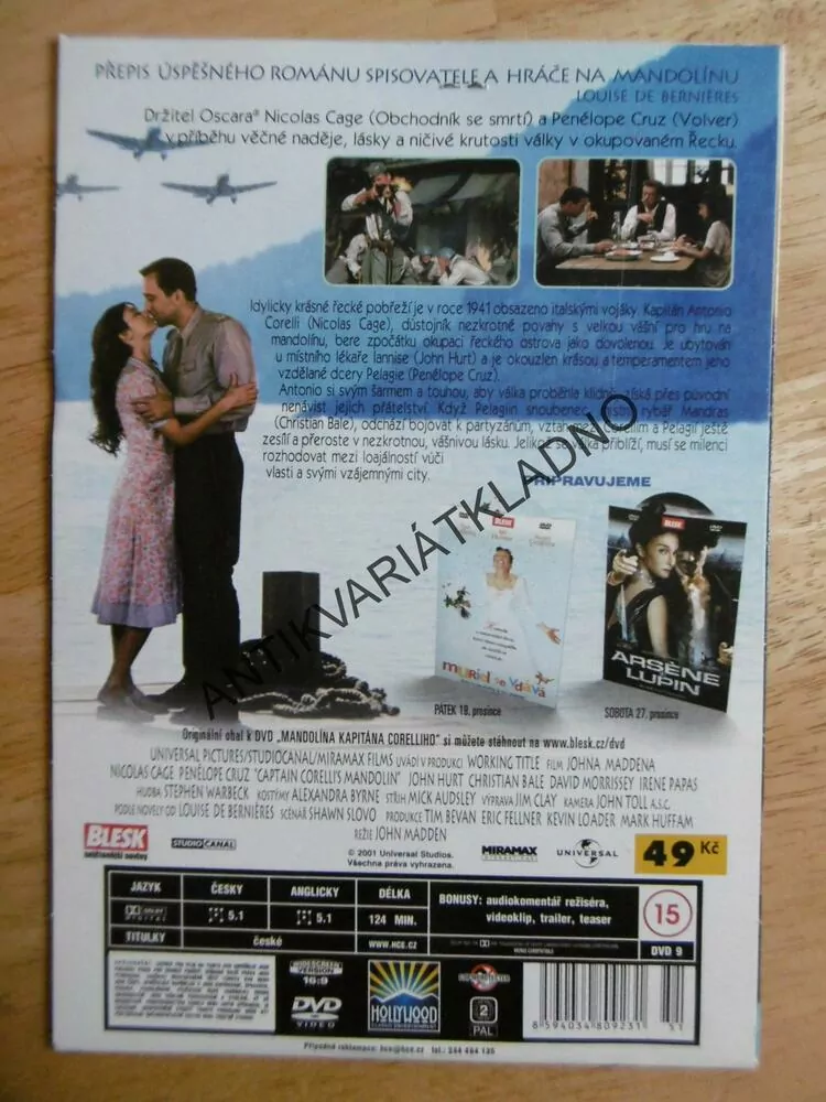 MANDOLÍNA KAPITÁNA CORELLIHO, DVD FILM
