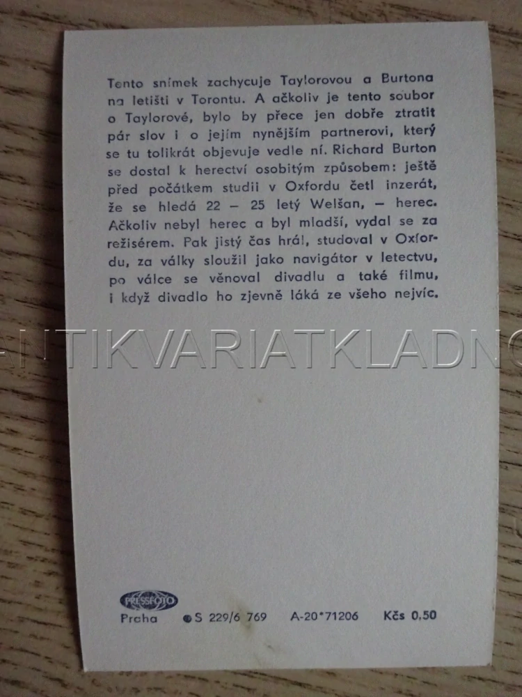 TAYLOR ELIZABETH, BURTON, FILMOVÁ KARTIČKA