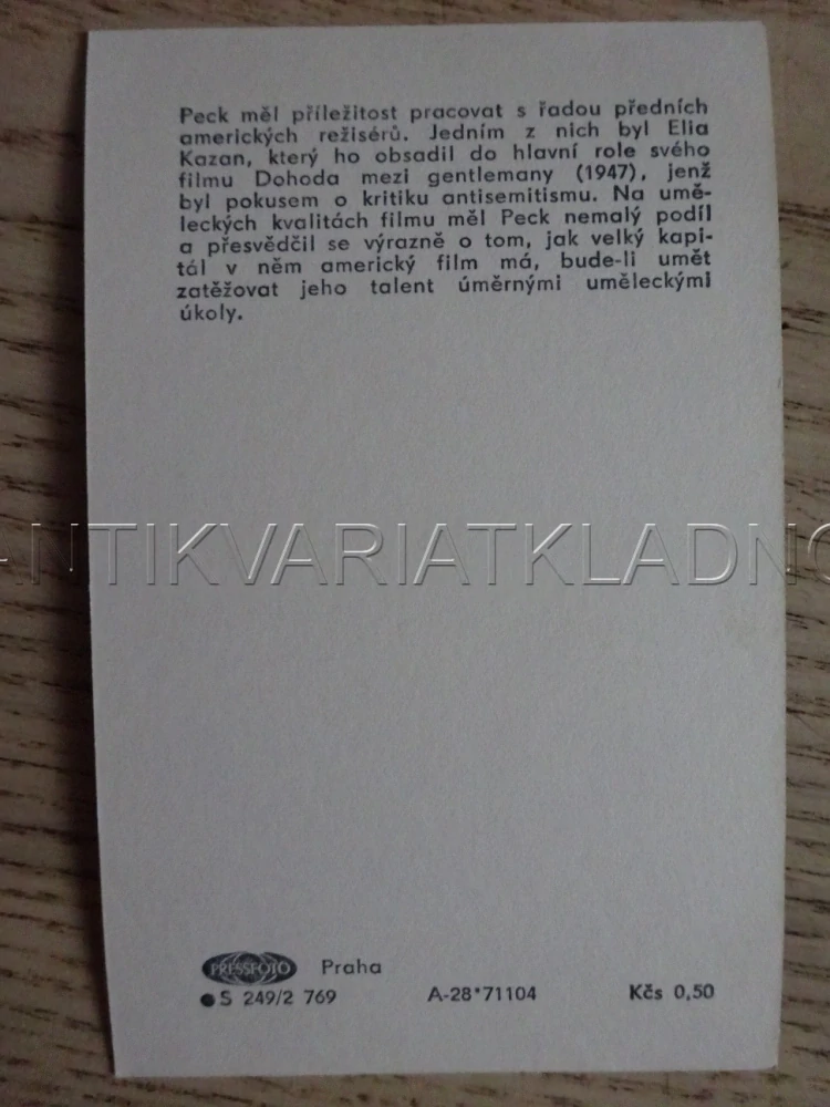 PECK GREGORY, FILMOVÁ KARTIČKA