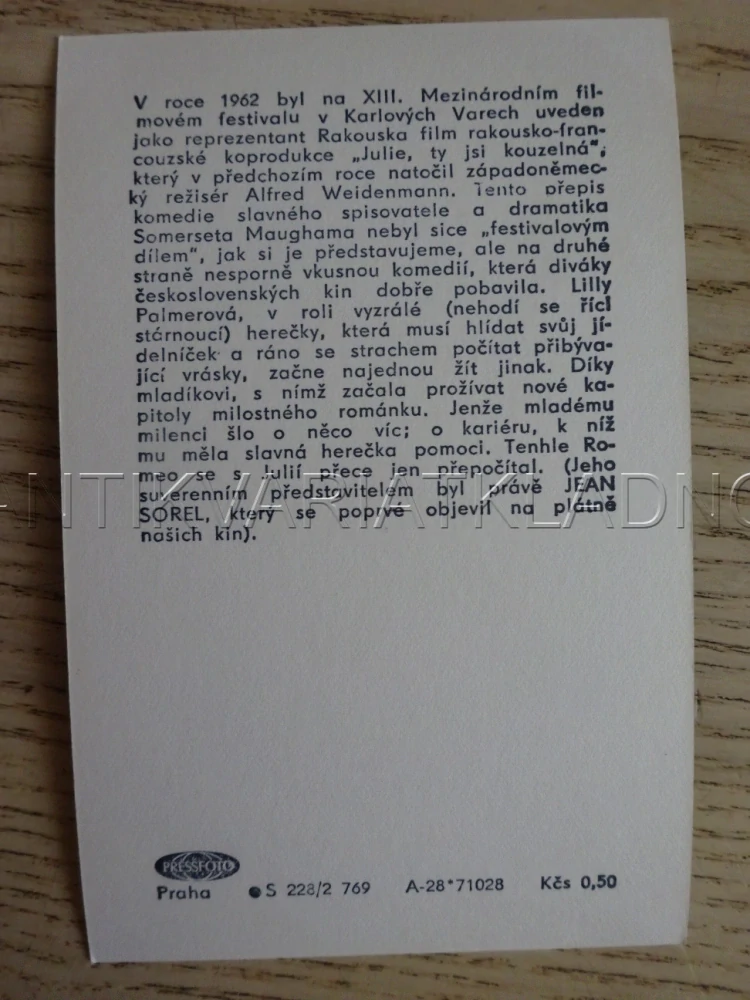 SOREL JEAN, FILMOVÁ KARTIČKA