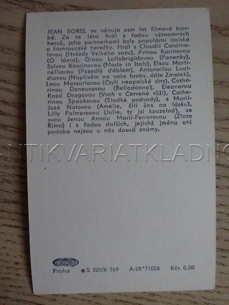 SOREL JEAN, FILMOVÁ KARTIČKA