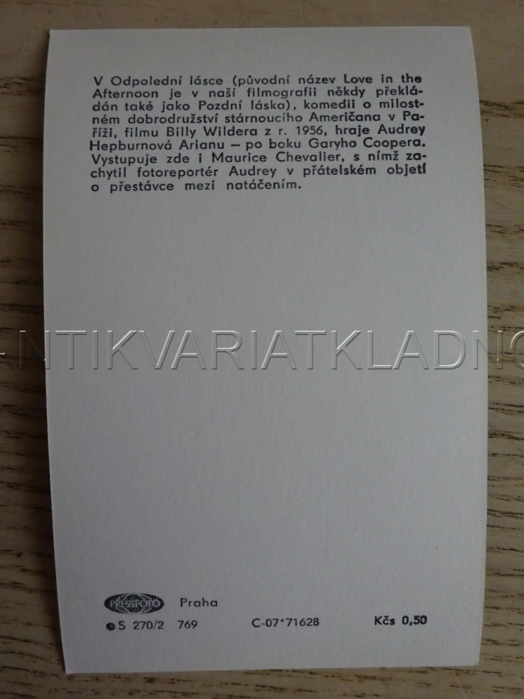 HEPBURN AUDREY, COOPER GARY, FILMOVÁ KARTIČKA
