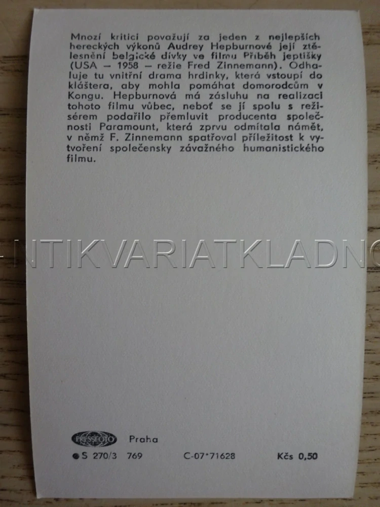 HEPBURN AUDREY, FILMOVÁ KARTIČKA