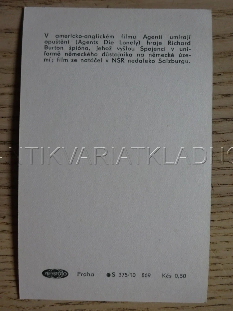 BURTON RICHARD, AGENTI UMÍRAJÍ OPUŠTĚNI, FILMOVÁ KARTIČKA