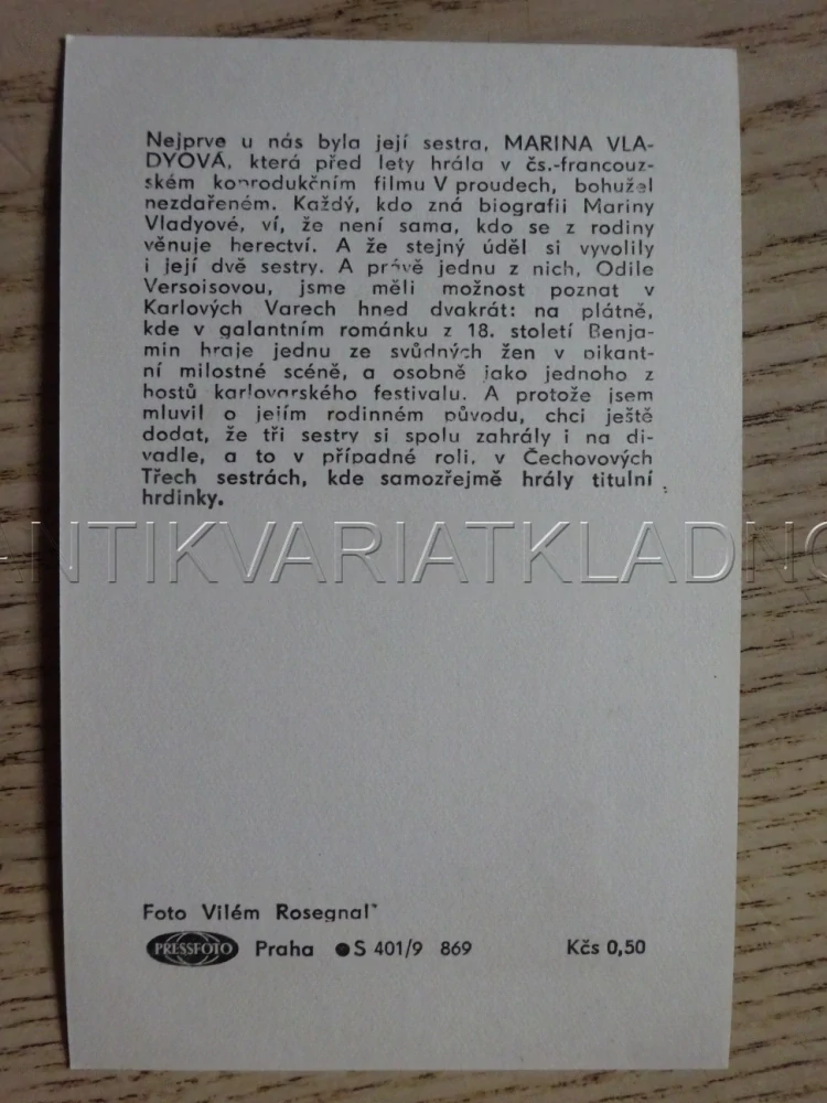 VLADY MARINA, FILMOVÁ KARTIČKA