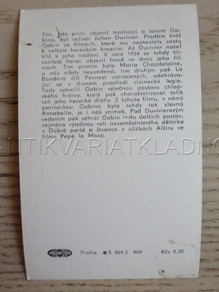 GABIN JEAN, FILMOVÁ KARTIČKA
