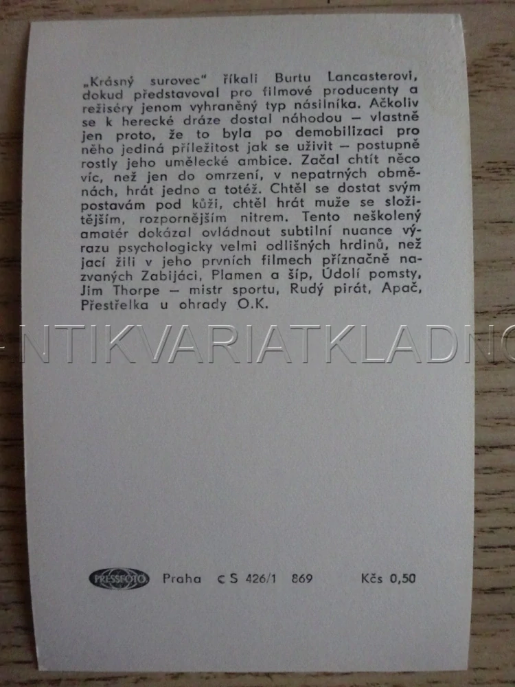 LANCASTER BURT, FILMOVÁ KARTIČKA
