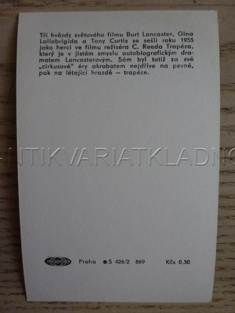 LANCASTER BURT, LOLLOBRIGIDA, CURTIS TONY, FILMOVÁ KARTIČKA