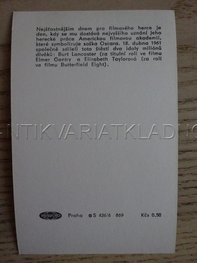 LANCASTER BURT, TAYLOR ELIZABET, FILMOVÁ KARTIČKA