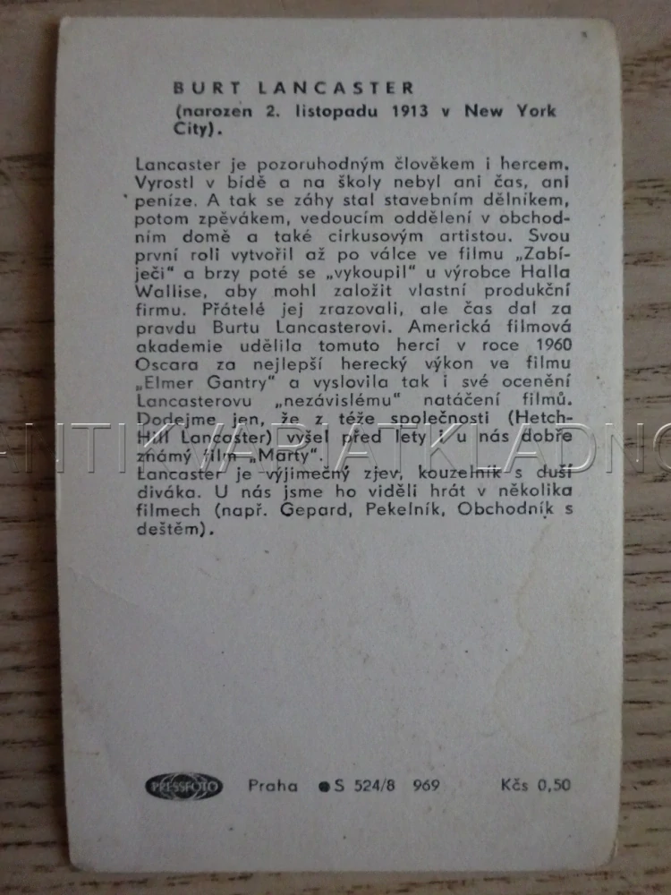 LANCASTER BURT, FILMOVÁ KARTIČKA