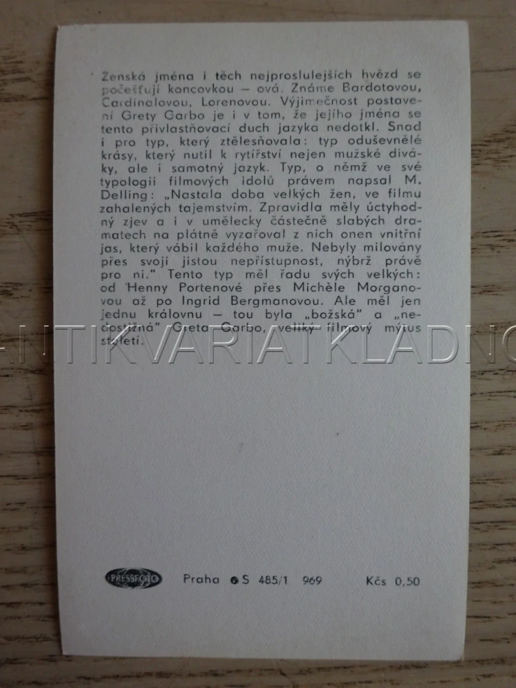GARBO GRETA, FILMOVÁ KARTIČKA