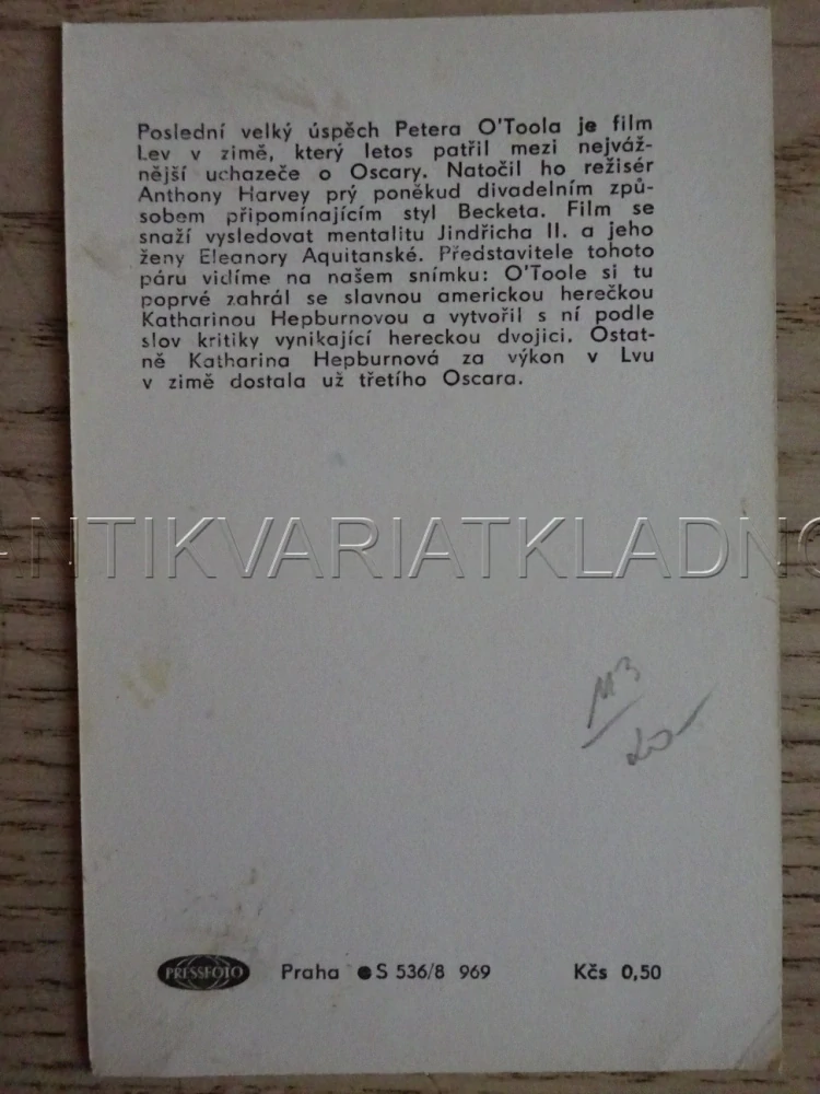 O'TOOLE PETER, FILMOVÁ KARTIČKA