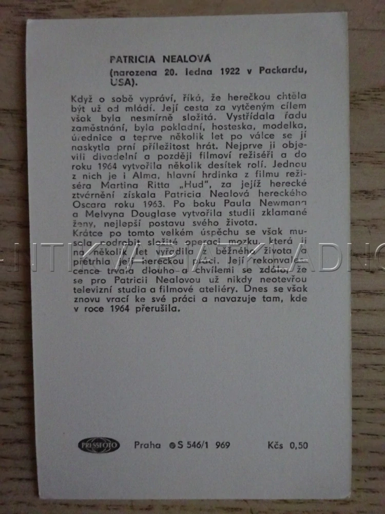 NEAL PATRICIA, FILMOVÁ KARTIČKA
