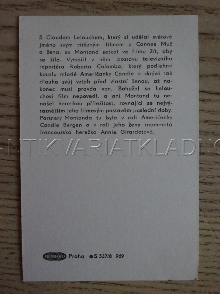MONTAND YVES, FILMOVÁ KARTIČKA